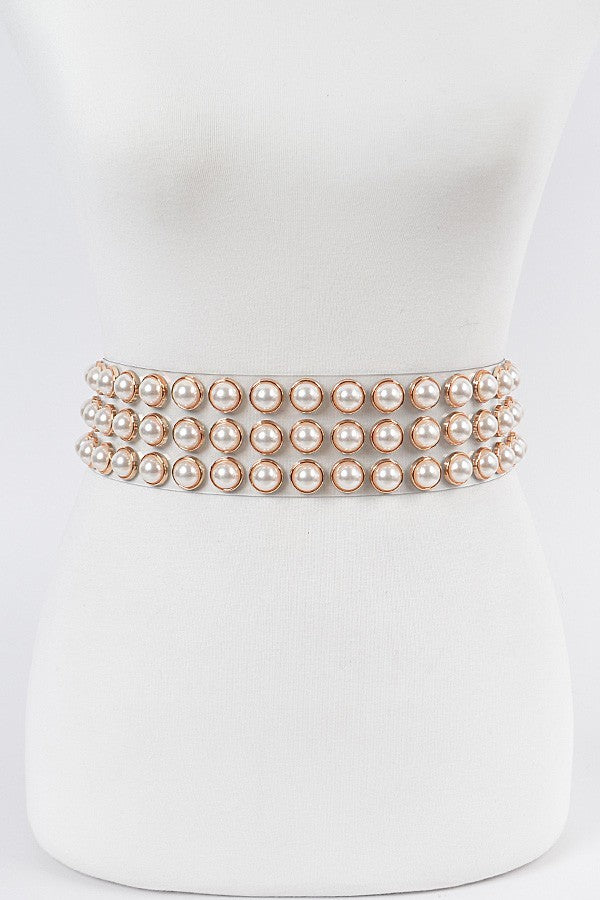 Plus Size Pearl Studded Clear Waist Belt-Gold – Curvy Sense