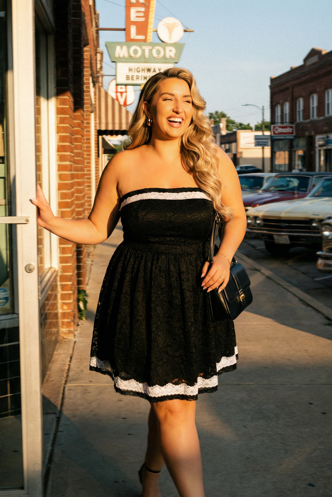 Women's Plus Size Baby Doll Charm Dress - Black