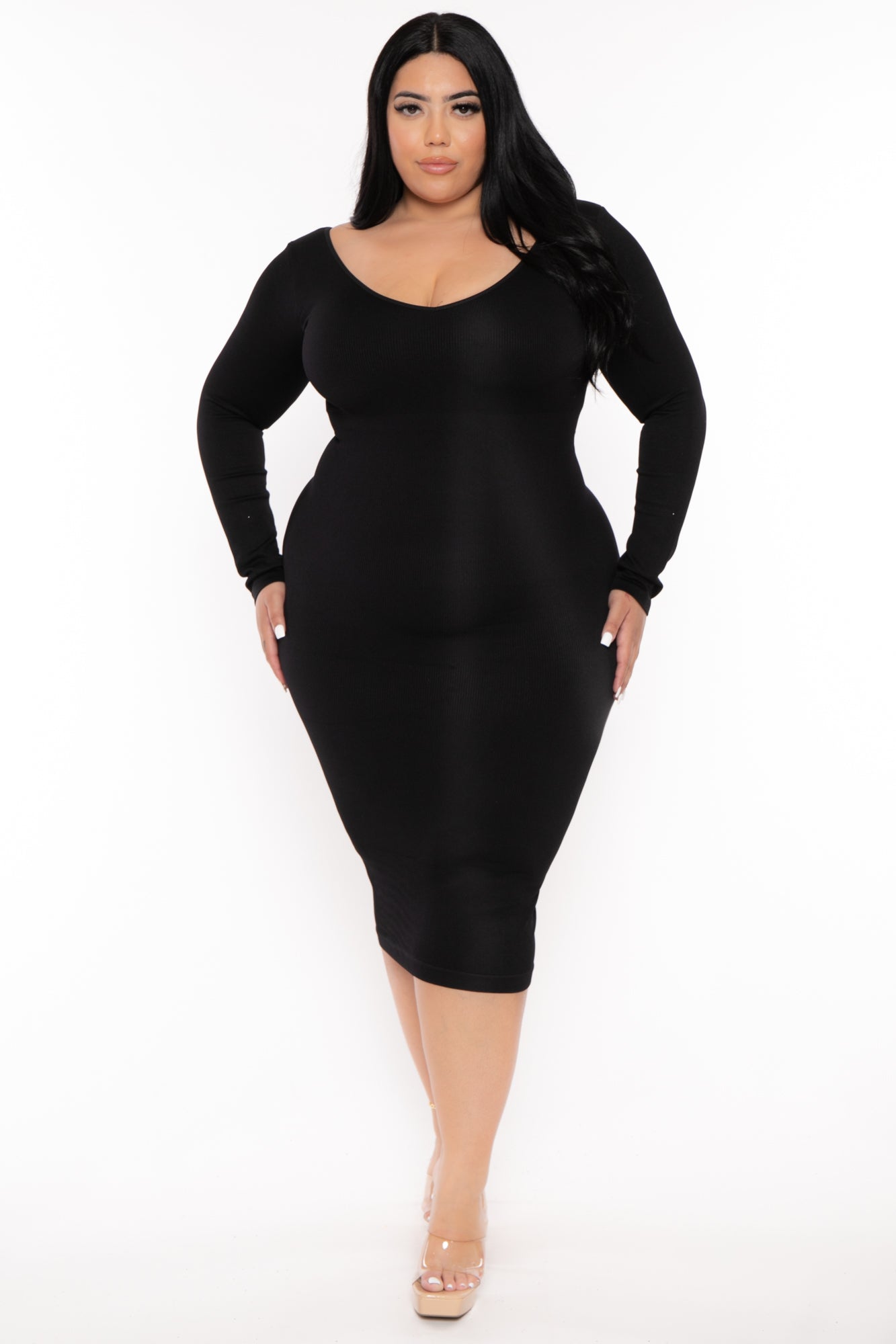Plus Size Little Black Snatched Dress