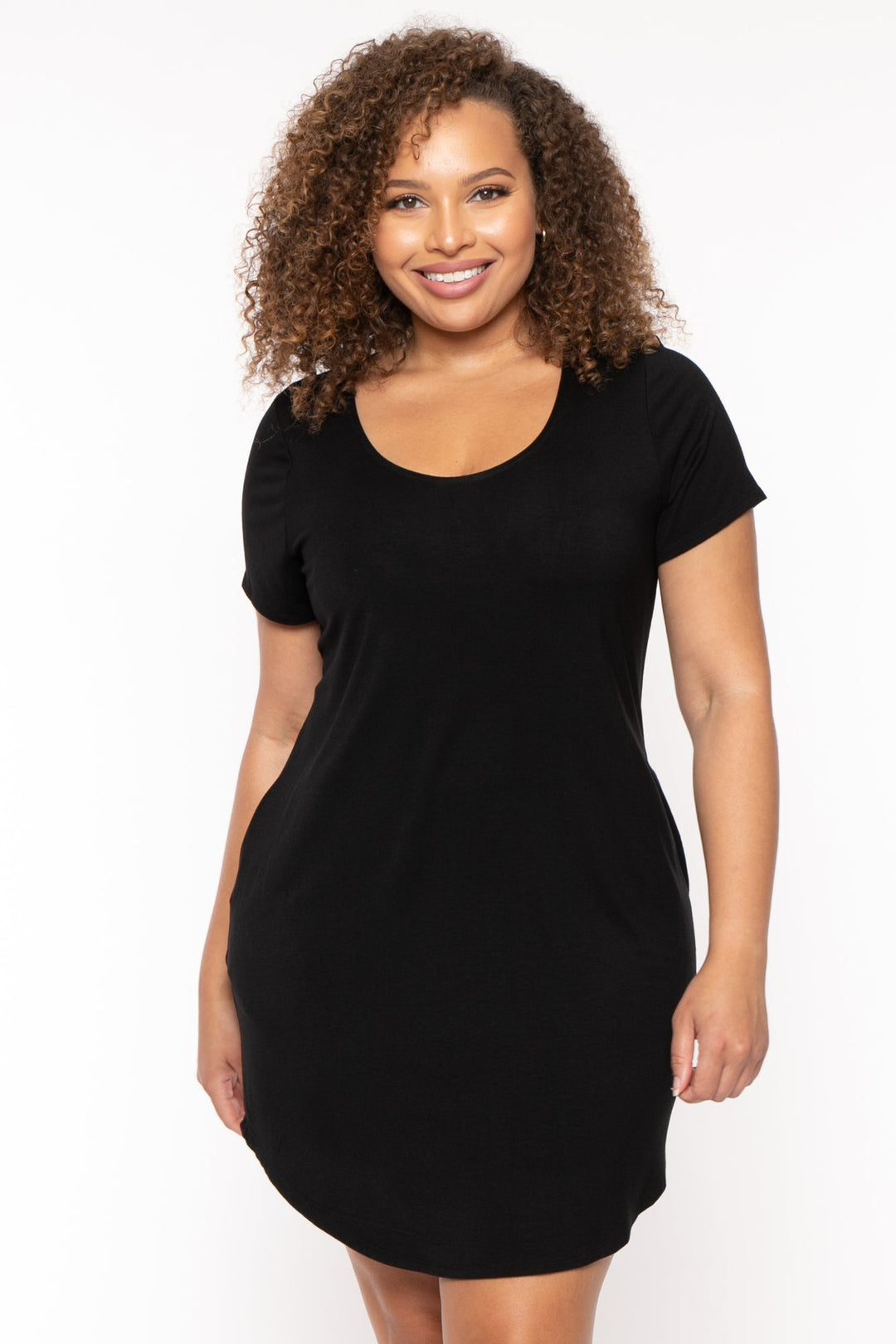 Curvy Sense Dresses 1X / Black Plus Size Raven Tee Shirt Dress - Black