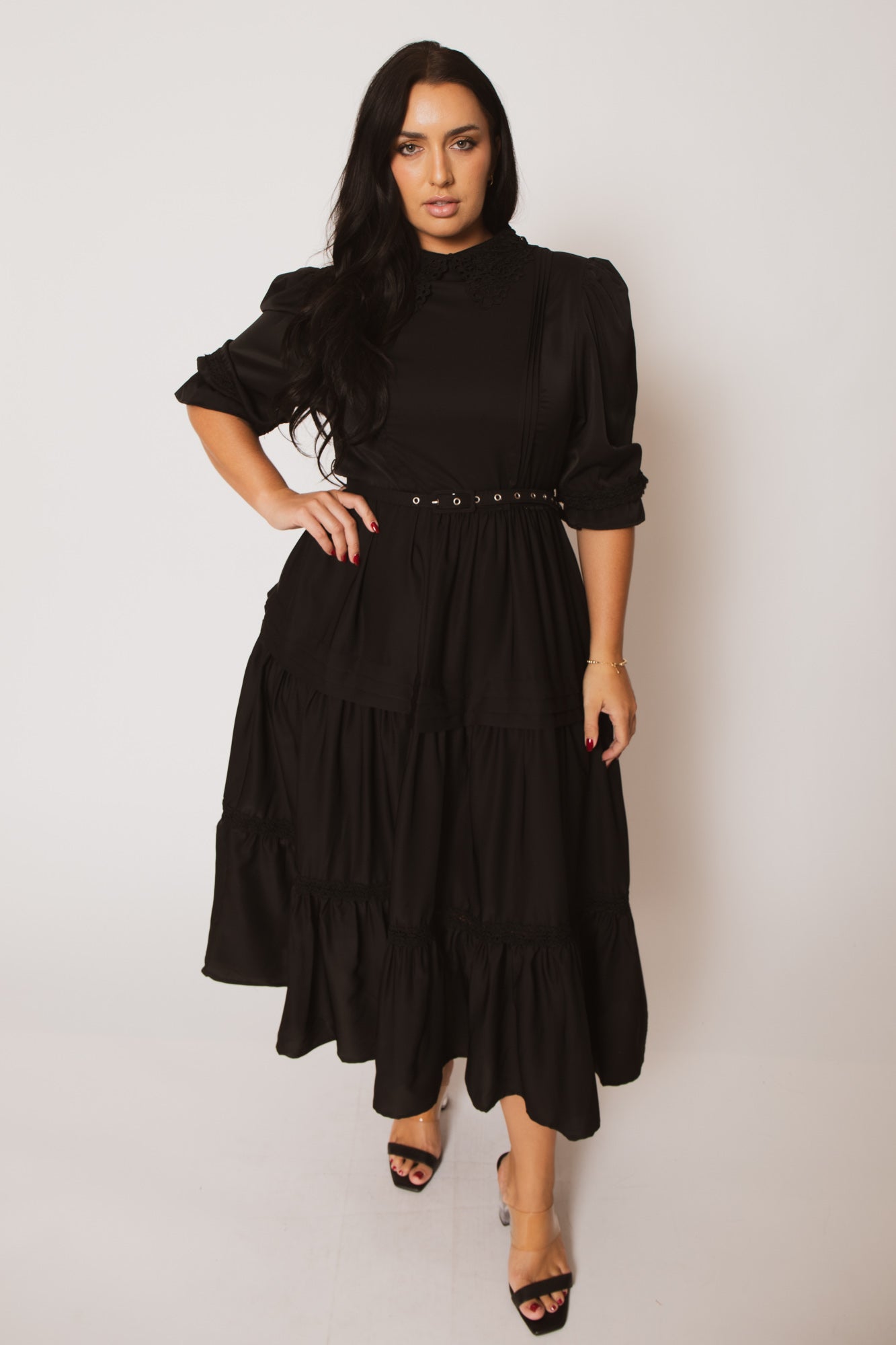 long sleeve midi dress plus size Victoria Maxi Color:Rose Gold/Red Low Modest helsi tessa long-sleeve appliqué day events