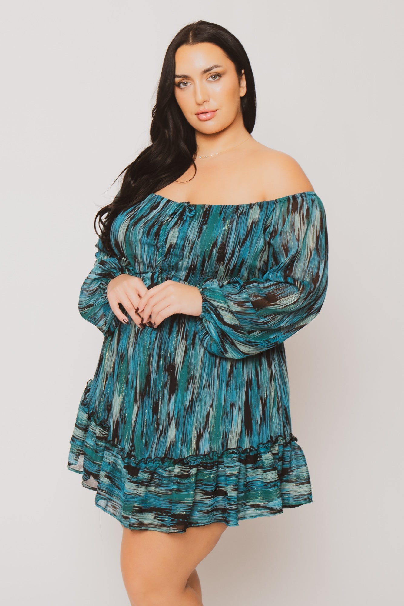 off the shoulder button down midi dress Rebdolls Women's Collette Button Down A Line Midi Dress - Black