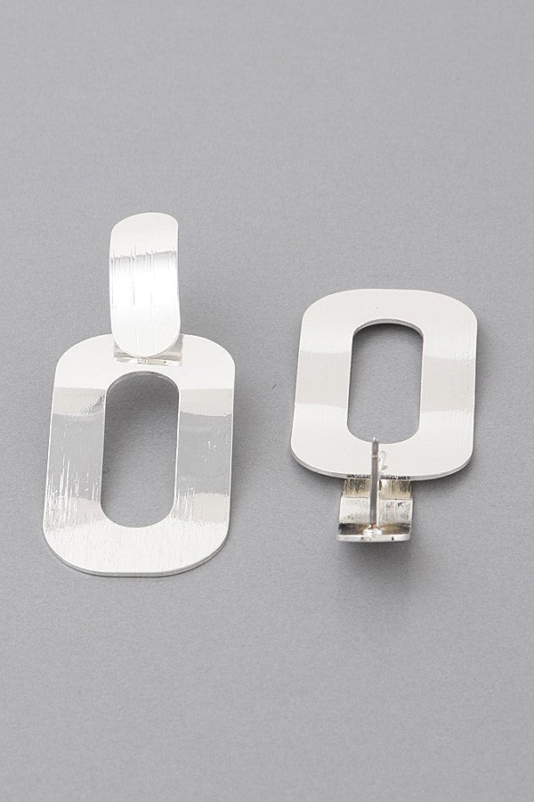 H&D Handbags Silver Minimal Oval Drop Earrings-Silver