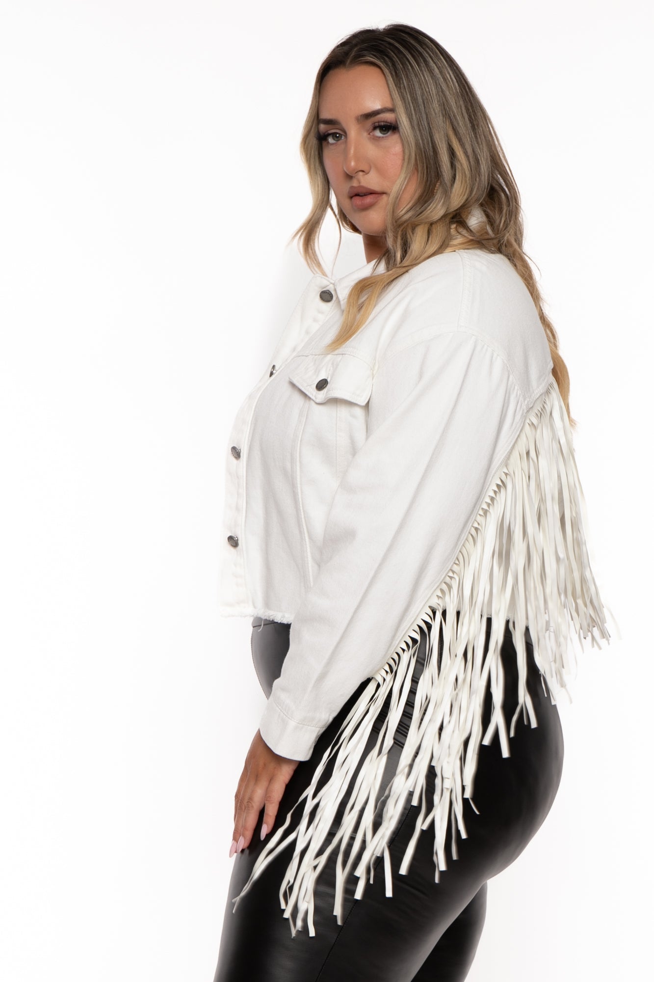 Veveret Rhinestone Fringe Denim Jacket - Black Medium, Women's