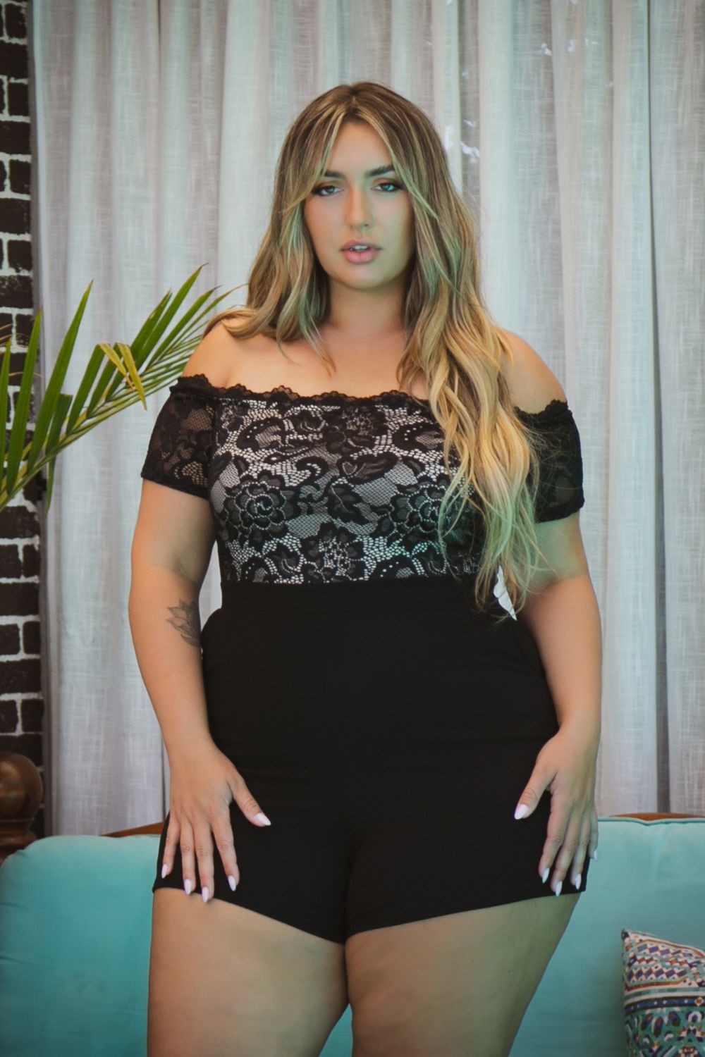 HOT Curvy Sense Black Lace Jumpsuit Plus Size Curvy Sense