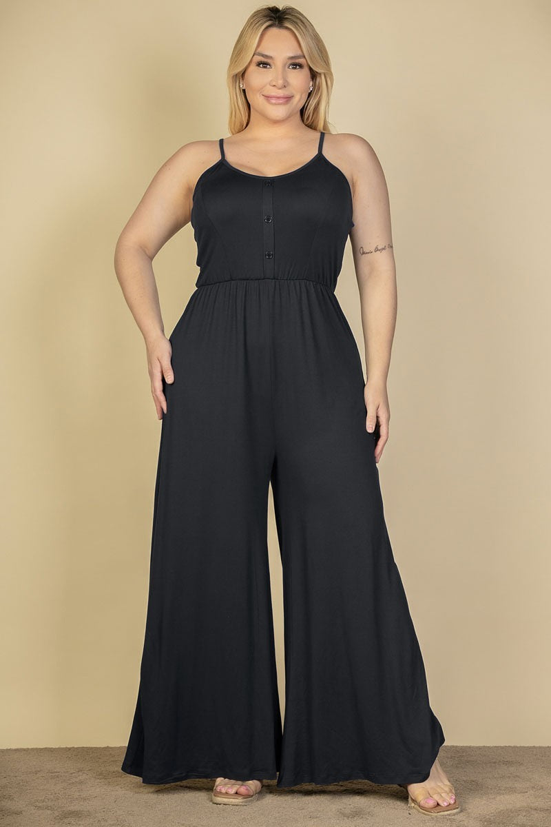 Women's Plus Size Pammy Casual Jumpsuit Black Curvy Sense