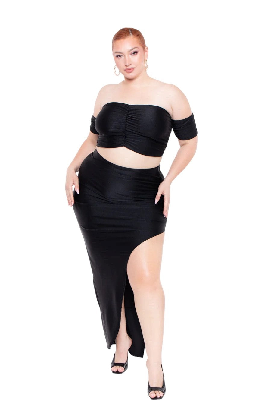 Plus Size Aella Cropped Matching Set - Black – Curvy Sense