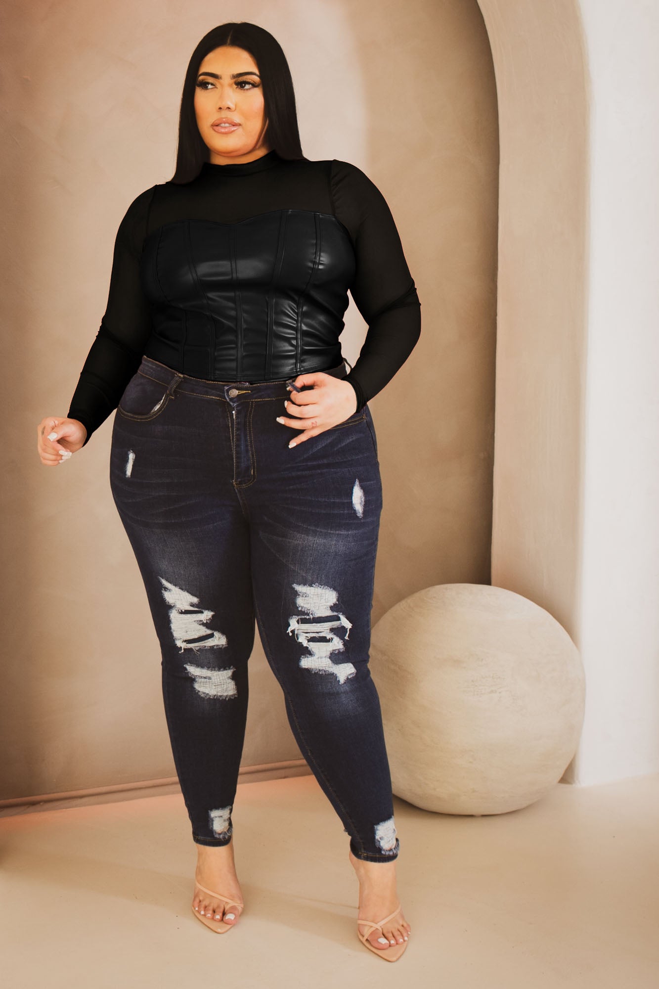 Plus Size Charlotte Faux Leather Top - Black – Curvy Sense