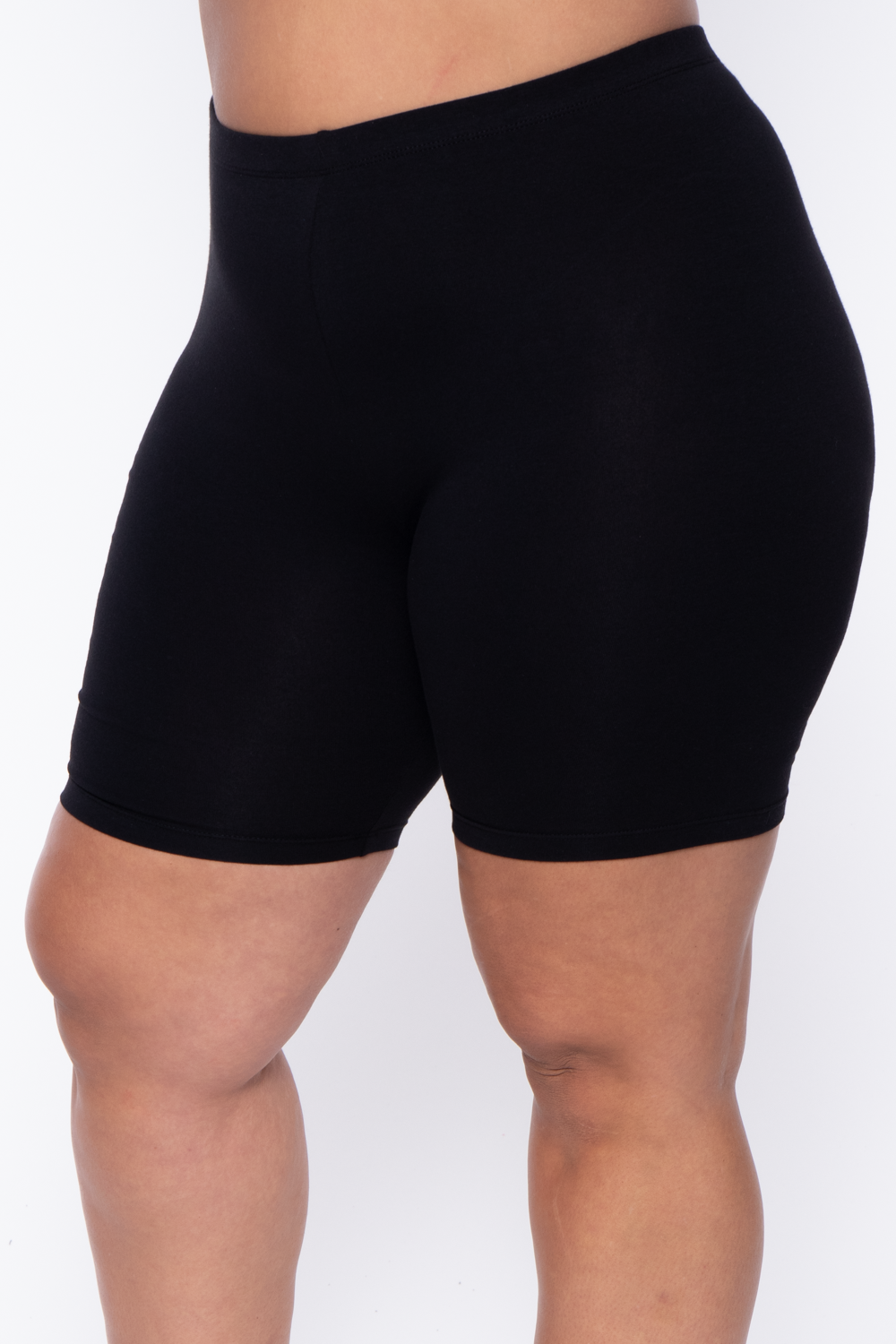 Plus Size Basic Biker Shorts - Black - Curvy Sense
