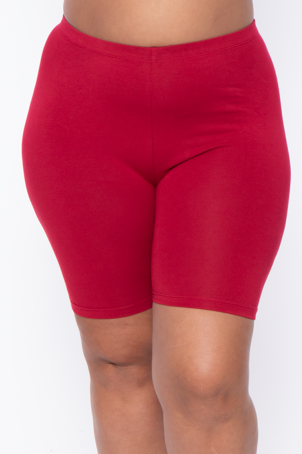 Plus Size Basic Biker Shorts - Red – Curvy Sense