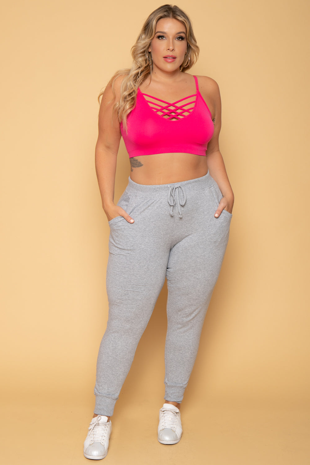 Grey Sweatpants Girl In Sports Bra And Sweatpants Baggy Sweatpants