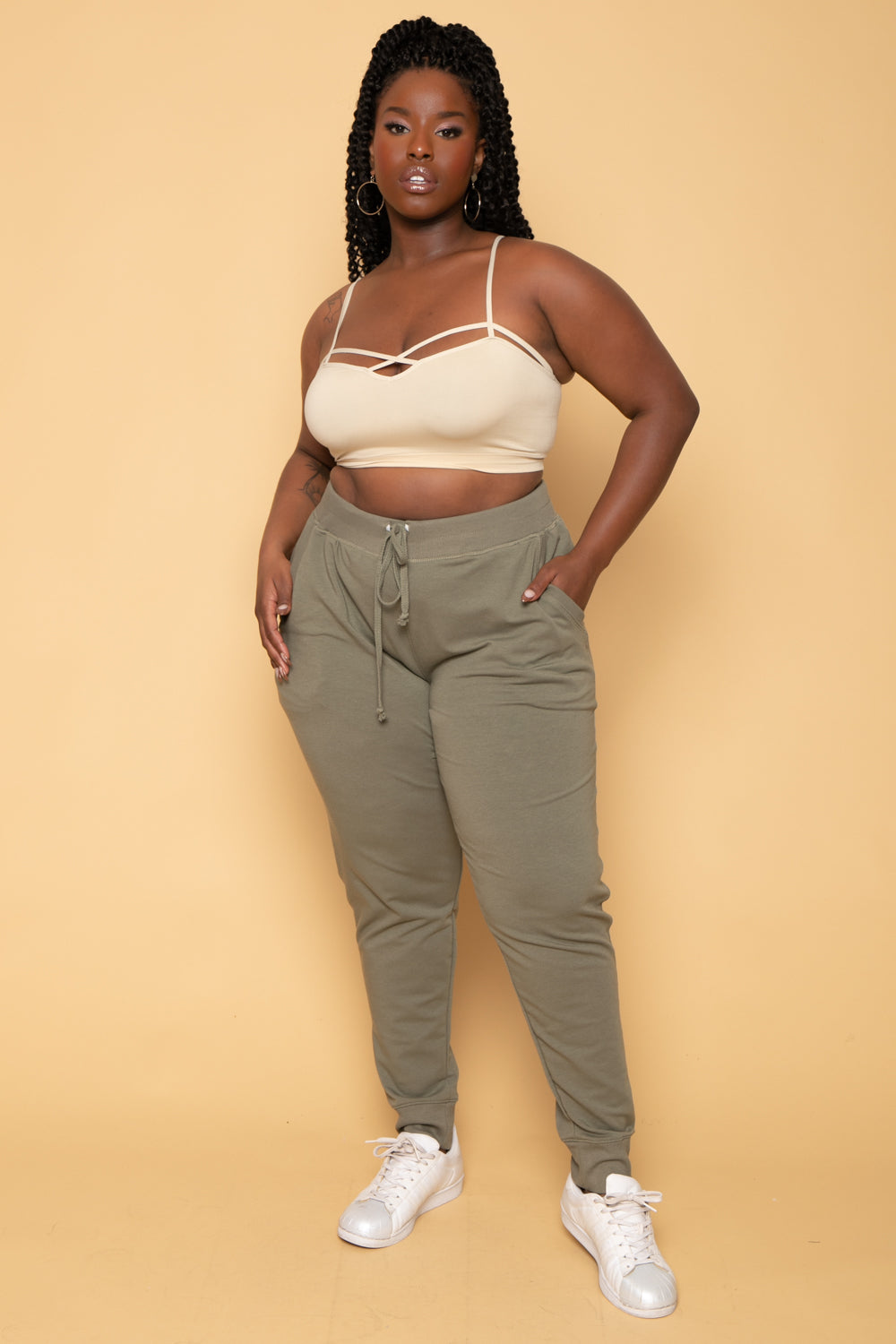 Plus Size Sweat Jogger Olive - Main Image