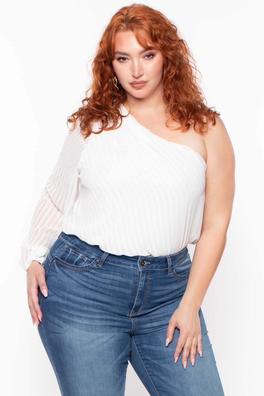 White off the clearance shoulder bodysuit plus size