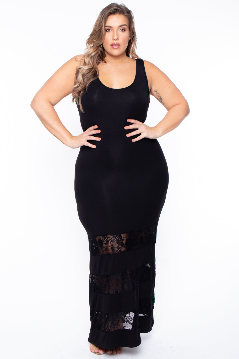 Plus size black lace maxi clearance dress