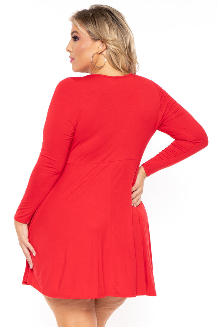 Curvy Sense Dresses Plus Size Niela Flare Dress - Red