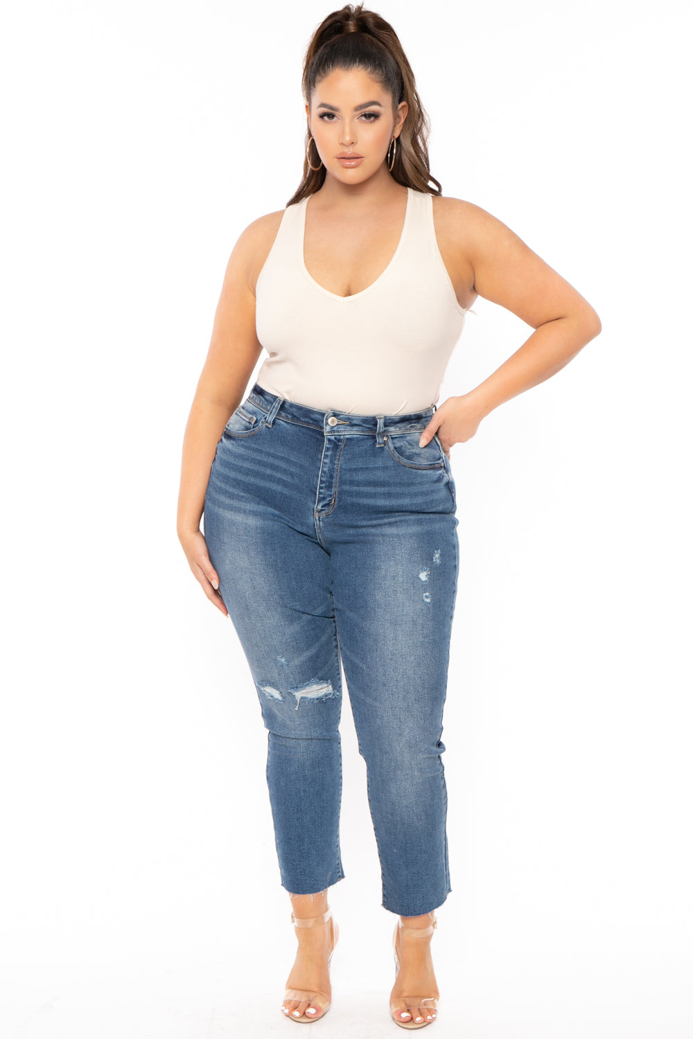 Plus Size Mom Jeans, Plus Size High Waisted Mom Jeans