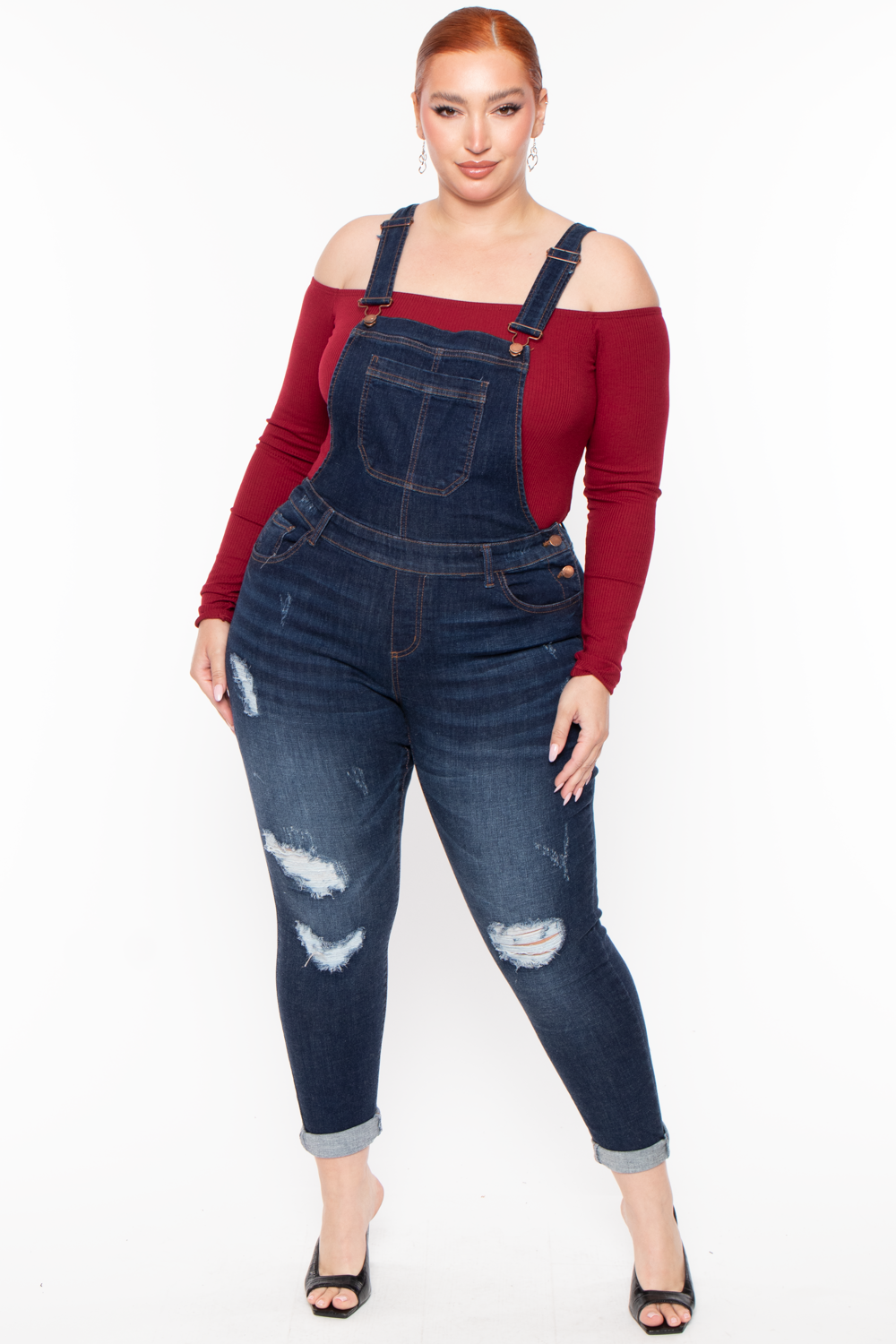Plus Size Kai Denim Overalls Dark Wash