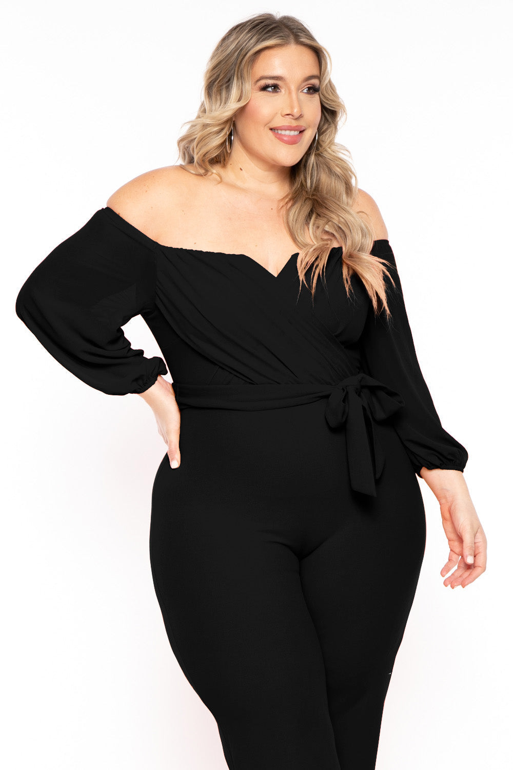 Find Me Jumpsuits and Rompers Copy of Plus Size Aryana Cross Over Jumpsuit - Black