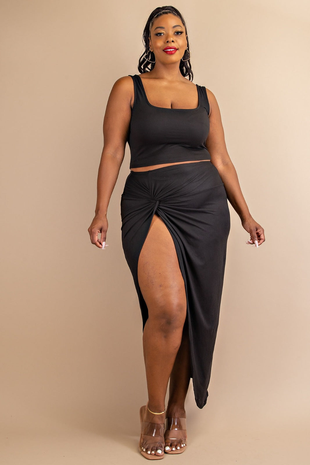 The Curve La Matching Sets Plus Size Kristin Matching Skirt Set - Black