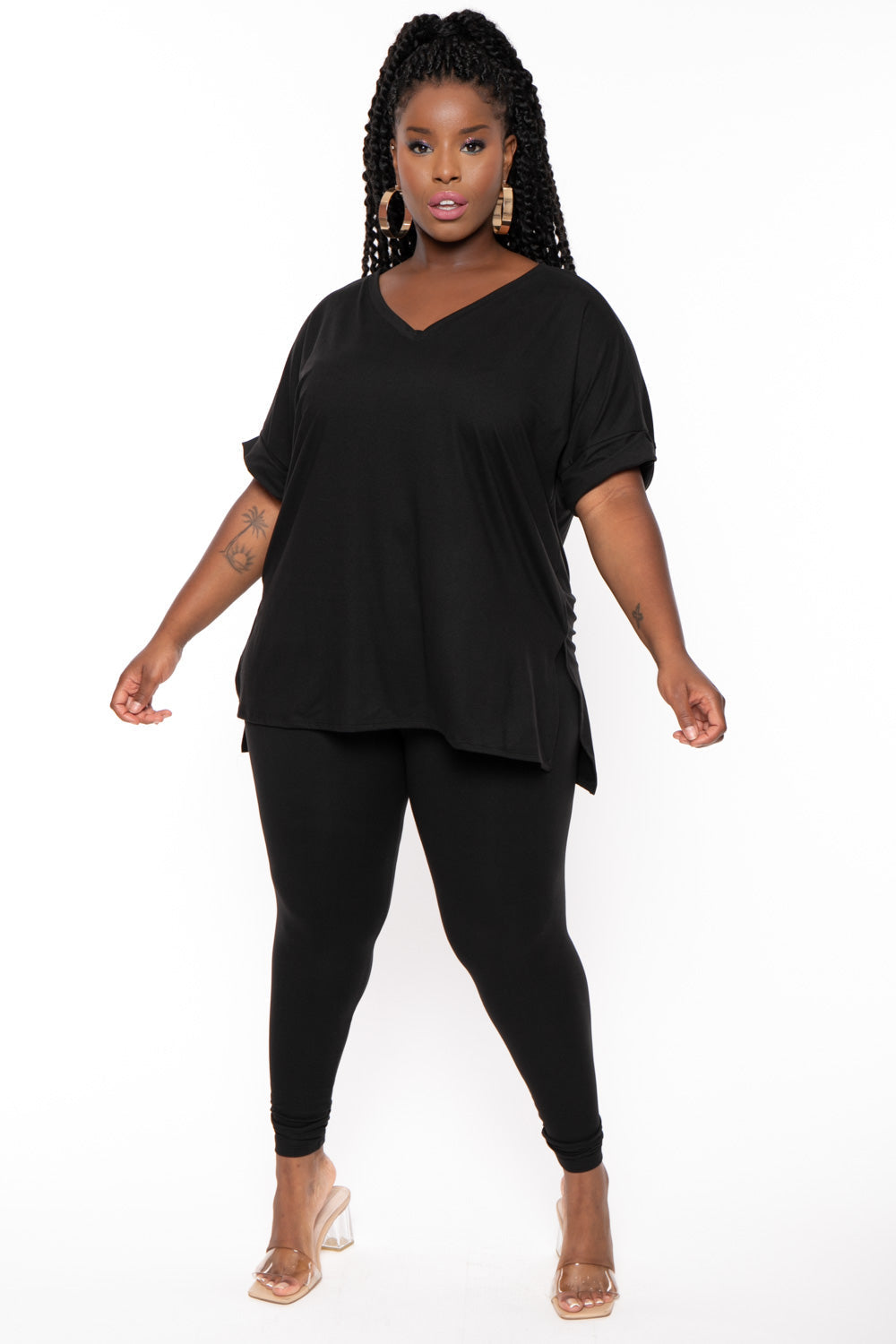 Plus Size Lexa Tee And Legging Pant Set - Black – Curvy Sense