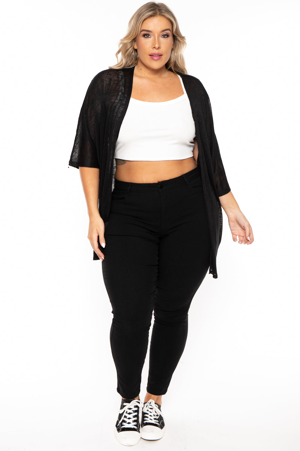 Women's Plus Size Cozy Vibes Cardigan Black Curvy Sense