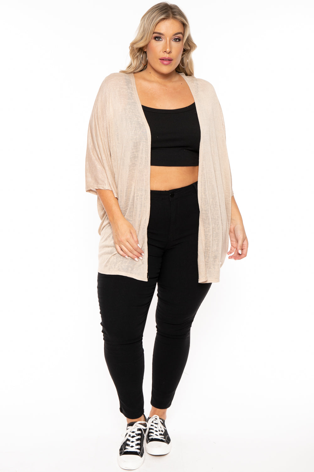 Plus Size Cozy Vibes Cardigan Taupe - Main Image