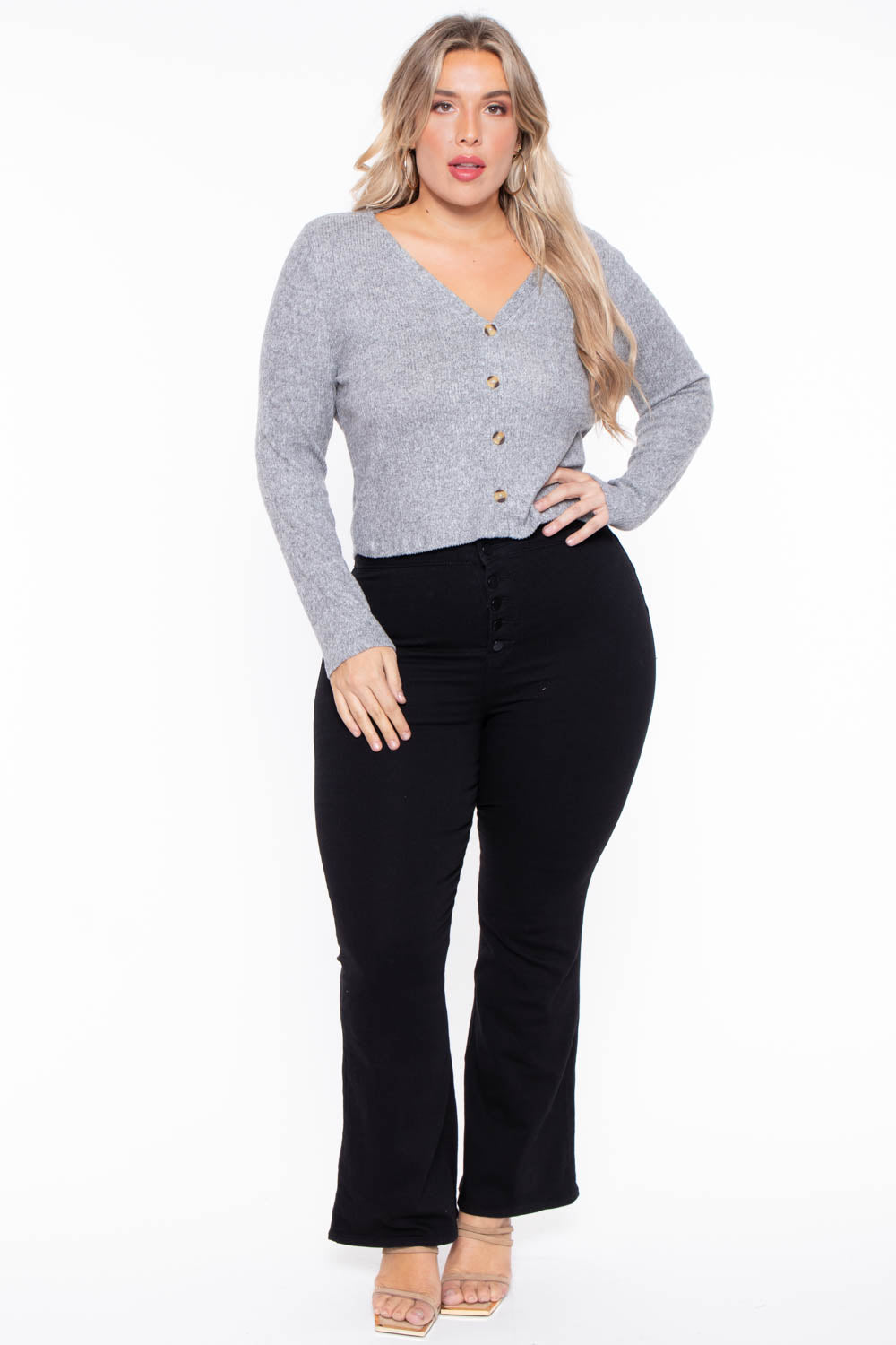 Ambiance Sweaters & Cardigans Plus Size Delaney Sweater - Gray