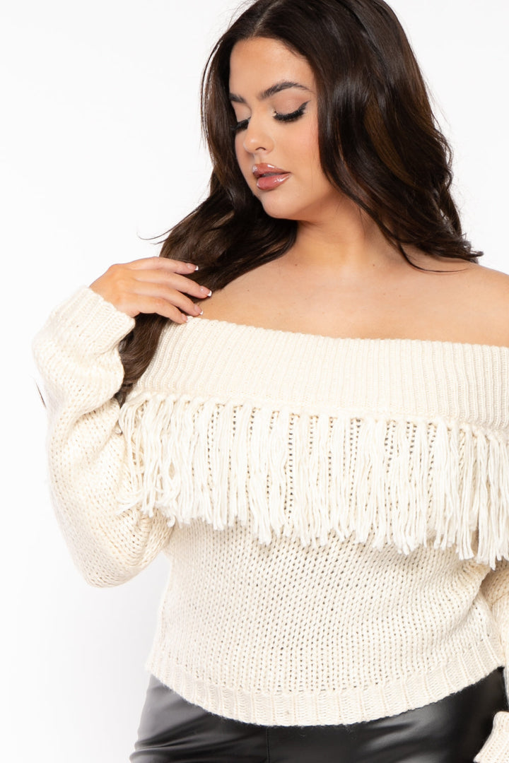 Sweet Generis Sweaters & Cardigans Plus Size Shyanne Off The Shoulder  Sweater - Ivory