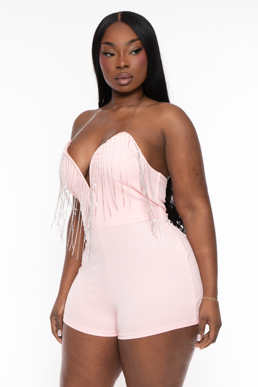 Pink rhinestone best sale romper