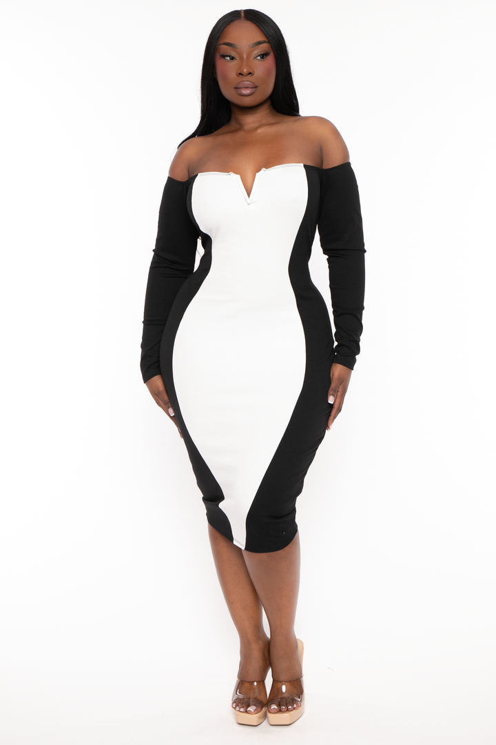 Curvy Sense Dresses 1X / White Plus Size Celestielle Hour Glass Illusion  Dress - White