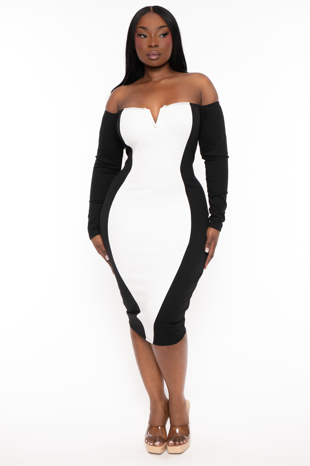 Black and white illusion dress hot sale