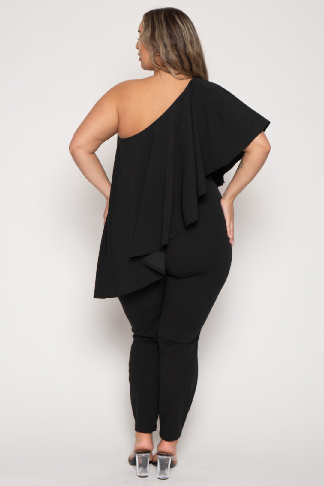 Plus Size Everley Asymmetric  Jumpsuit  - Black