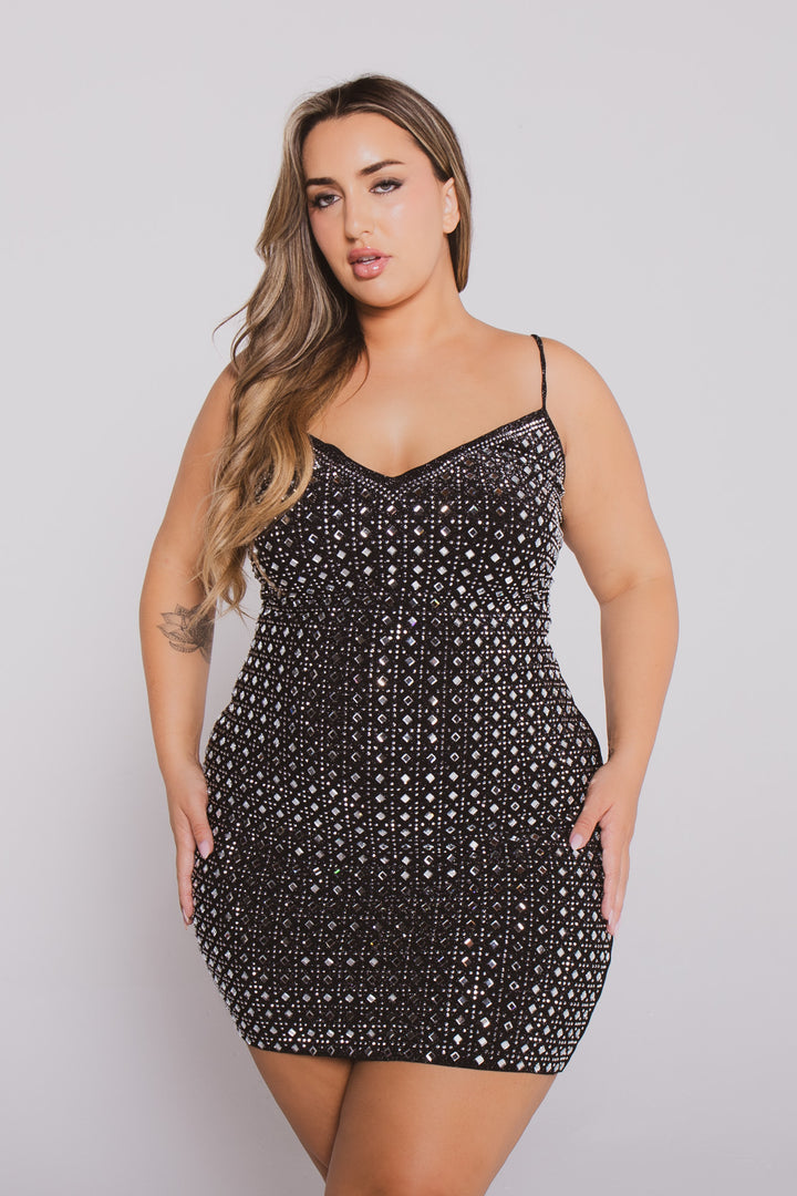 Plus Size Xanthe  Studded  Cami Dress- Black