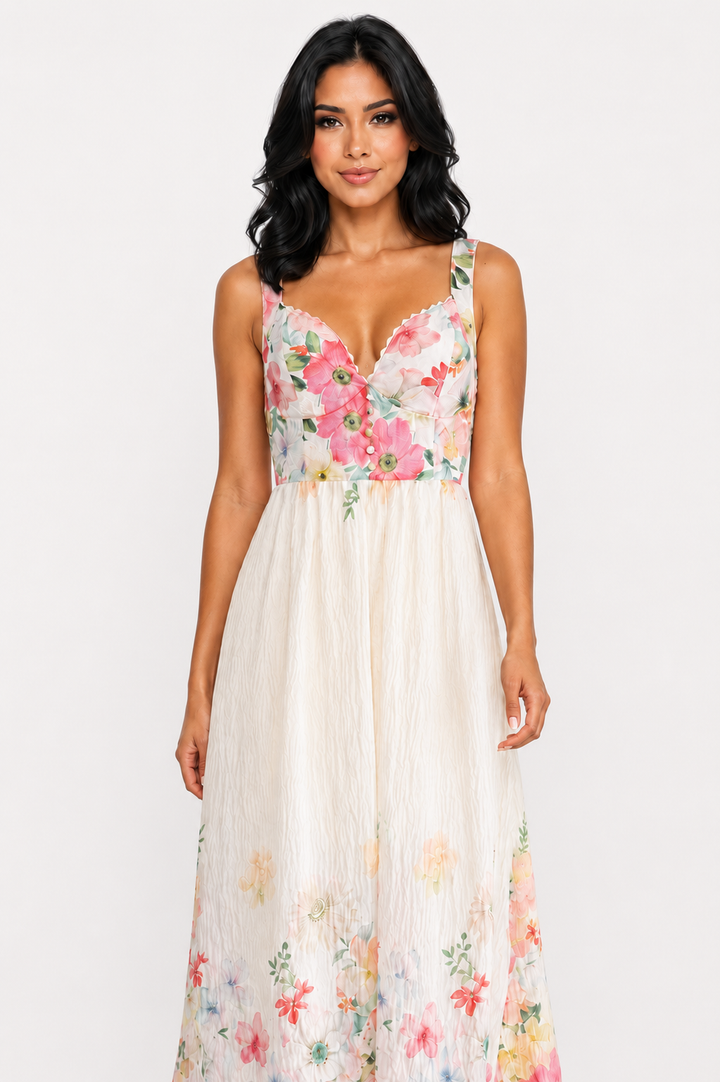 Jasmine Floral Maxi Dress - White