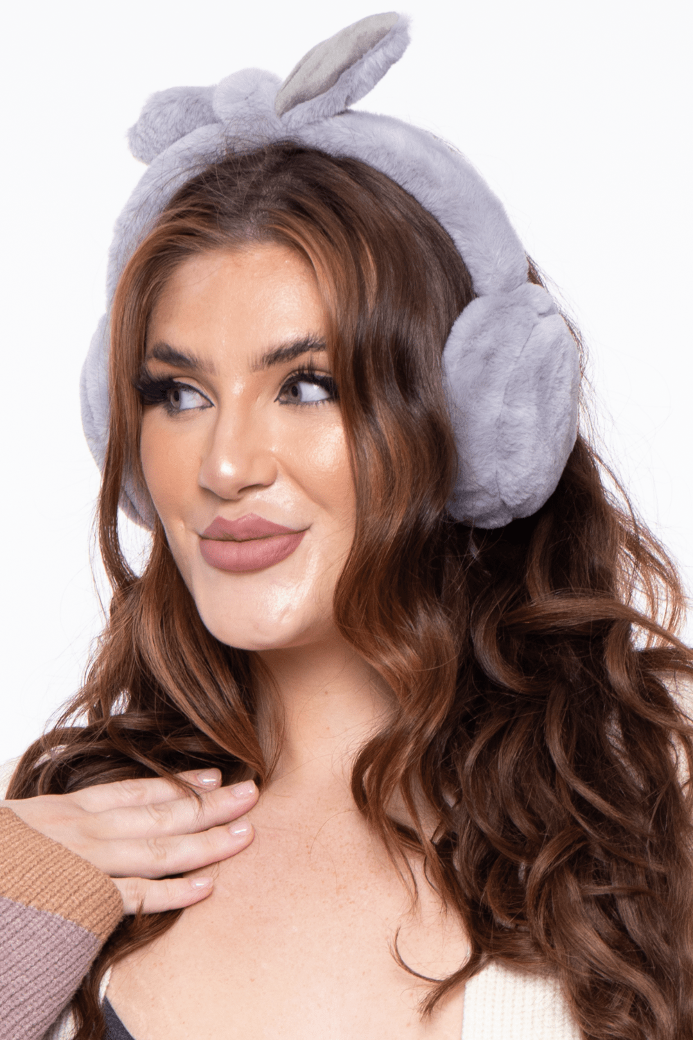 Illuma Fashion Accessories ONE SIZE / Grey Bow Faux Fur Ear Muffs- Grey