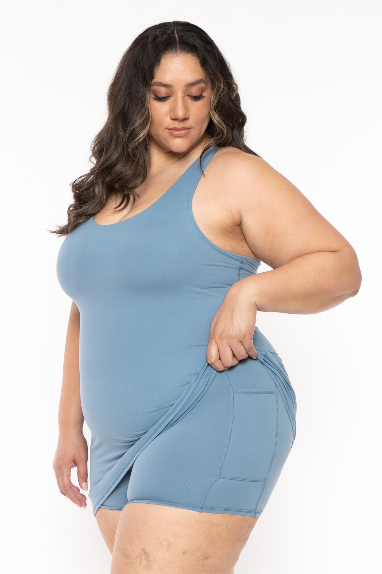 Women's Plus Size Lizzy Active Romper Dress - Periwinkle - Curvy Sense