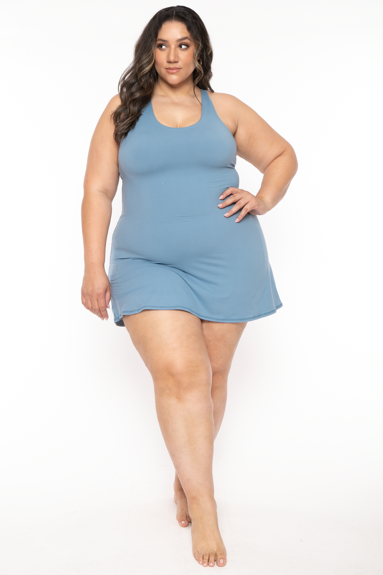 Women's Plus Size Lizzy Active Romper Dress - Periwinkle - Curvy Sense