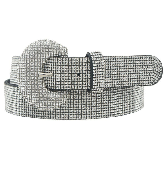 Bag Boutique Belts Silver Plus Size Bezazzled Rhinestone Buckle Belt- Silver