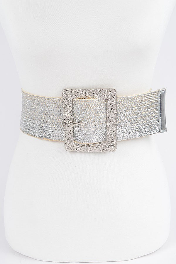 H&D Belts Silver Plus Size Faux Metallic gold straw belt-Silver