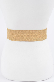 H&D Belts White Plus Size Faux Straw Two Buckle  Elastic Belt-Tan