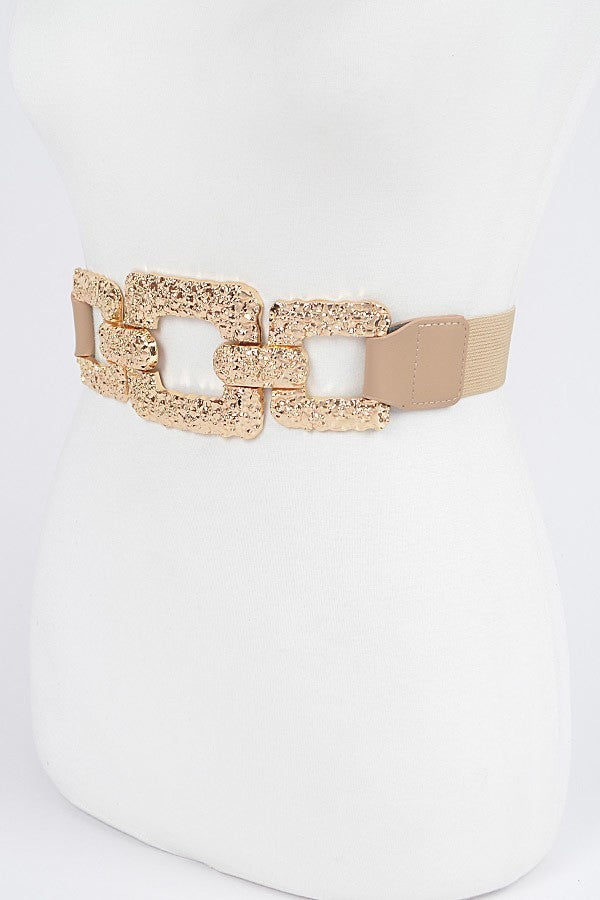 H&D Belts Nude Plus Size Isla Faux leather and gold links Belt-Nude