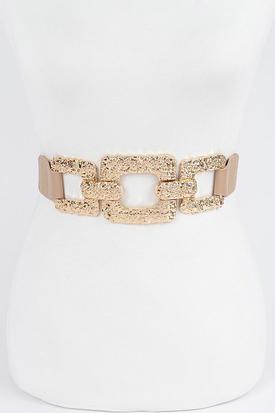 H&D Belts Nude Plus Size Isla Faux leather and gold links Belt-Nude