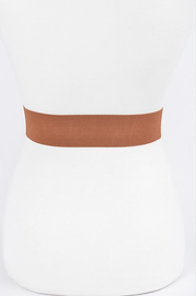 Bag Boutique Belts Tan Plus Size Kathee Multi  Gold Metal Buckle Elastic Plus Size Belt-Brown