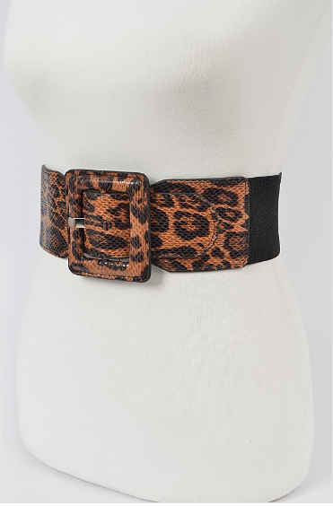 H&D Belts Gold Plus Size Leopard Faux leather  Belt-Black