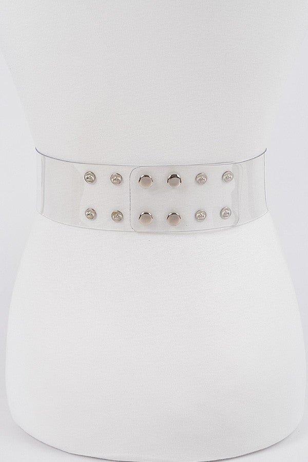 H&D Belts Silver Plus Size Pearl Studded Clear Waist Belt-Silver