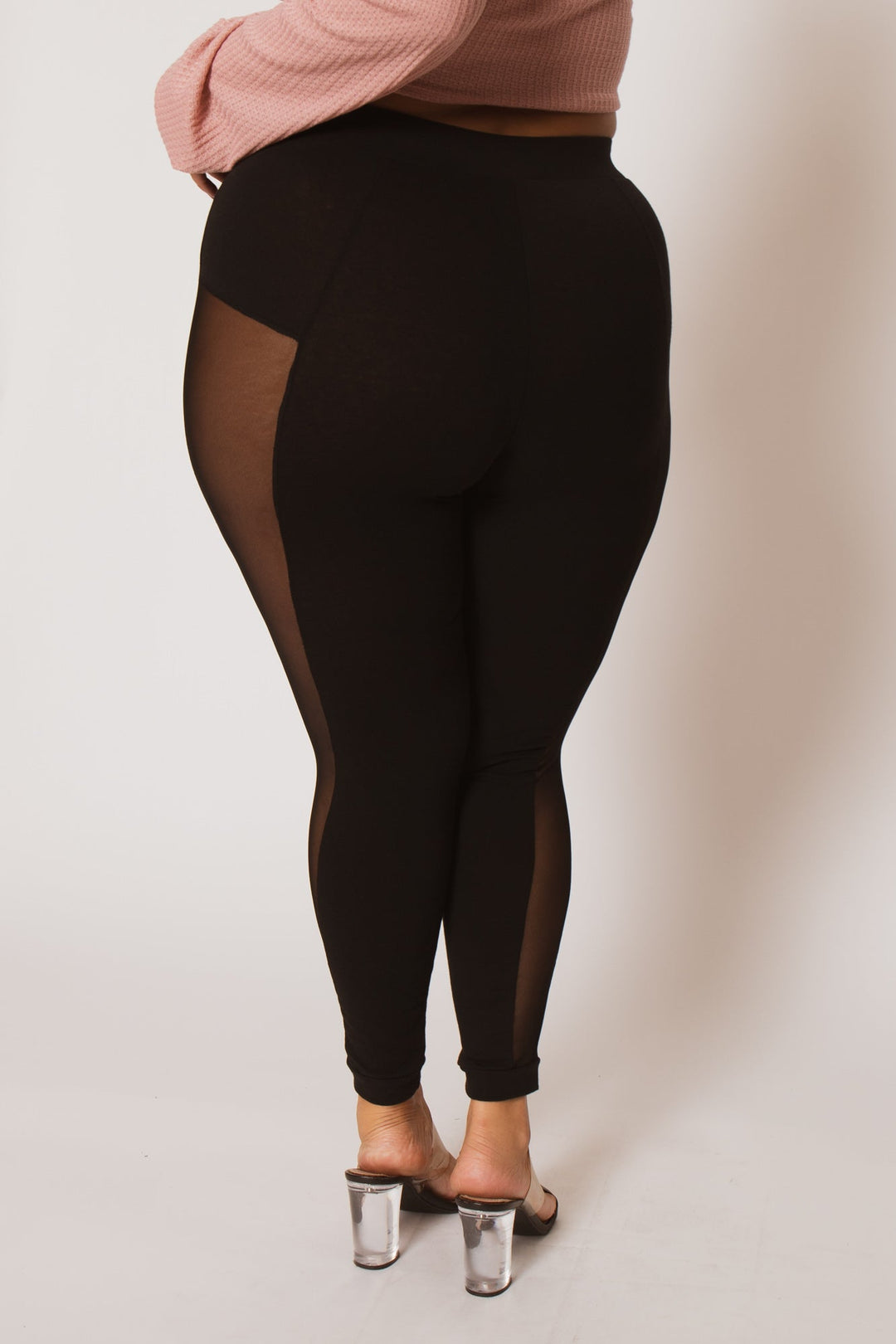 Curvy Sense Bottoms Plus Size Alani Mesh Leggings - Black