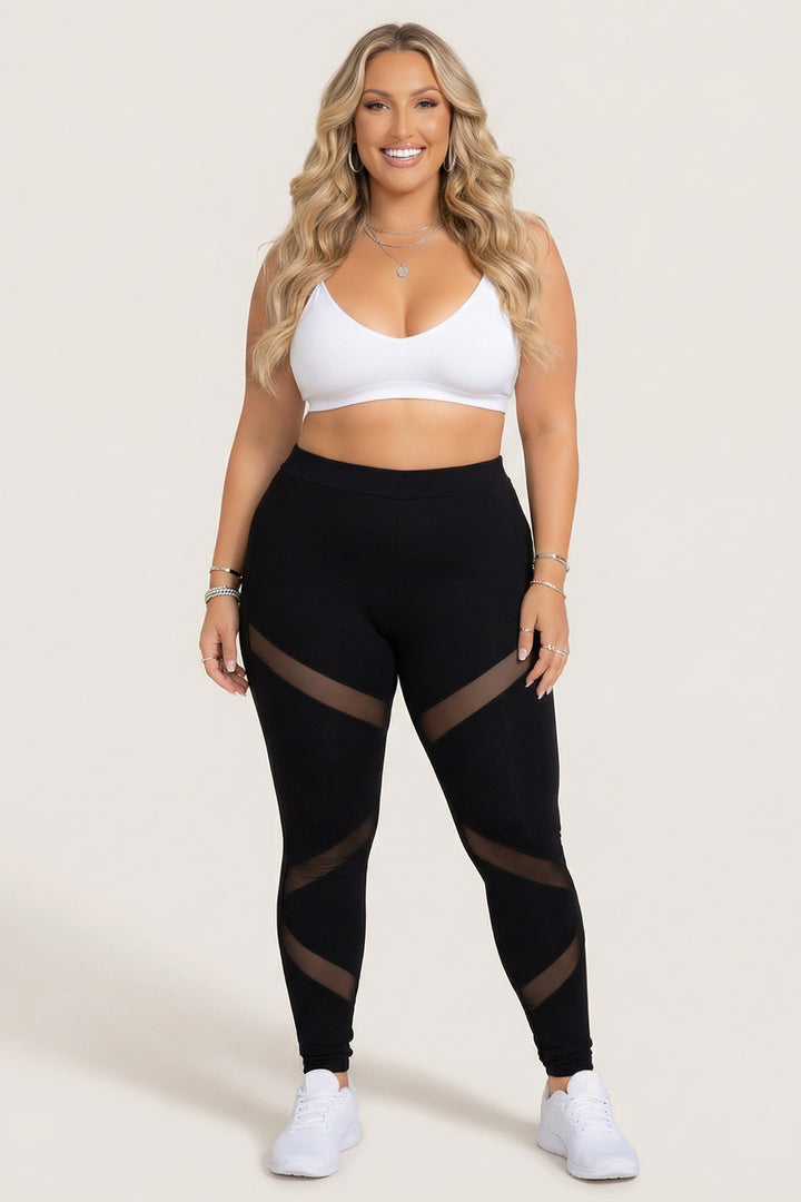 Curvy Sense Inc. Bottoms Plus Size Aura Z Leggings - Black