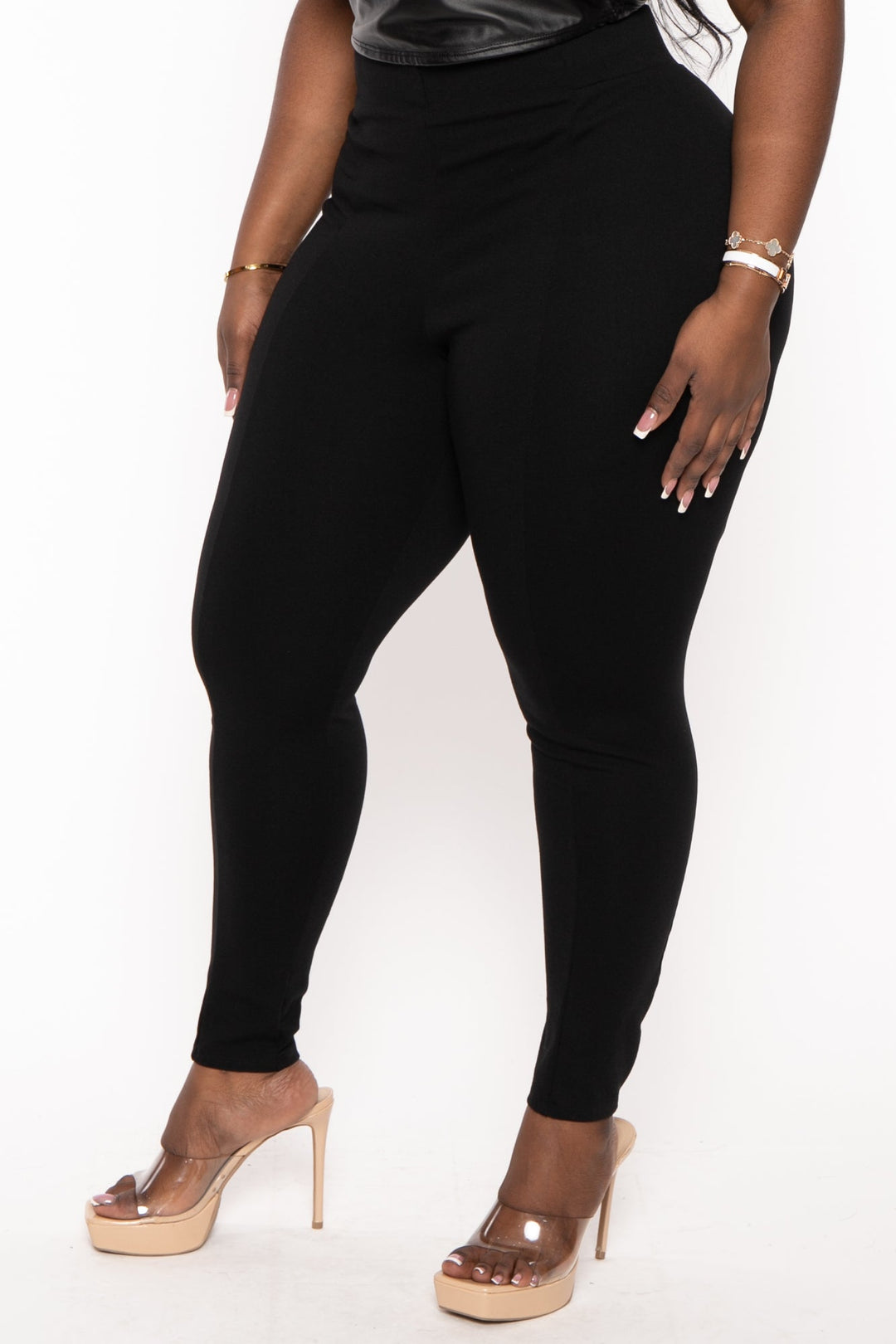 Plus Size Belleann High Waist Ponti Leggings- Black – Curvy Sense