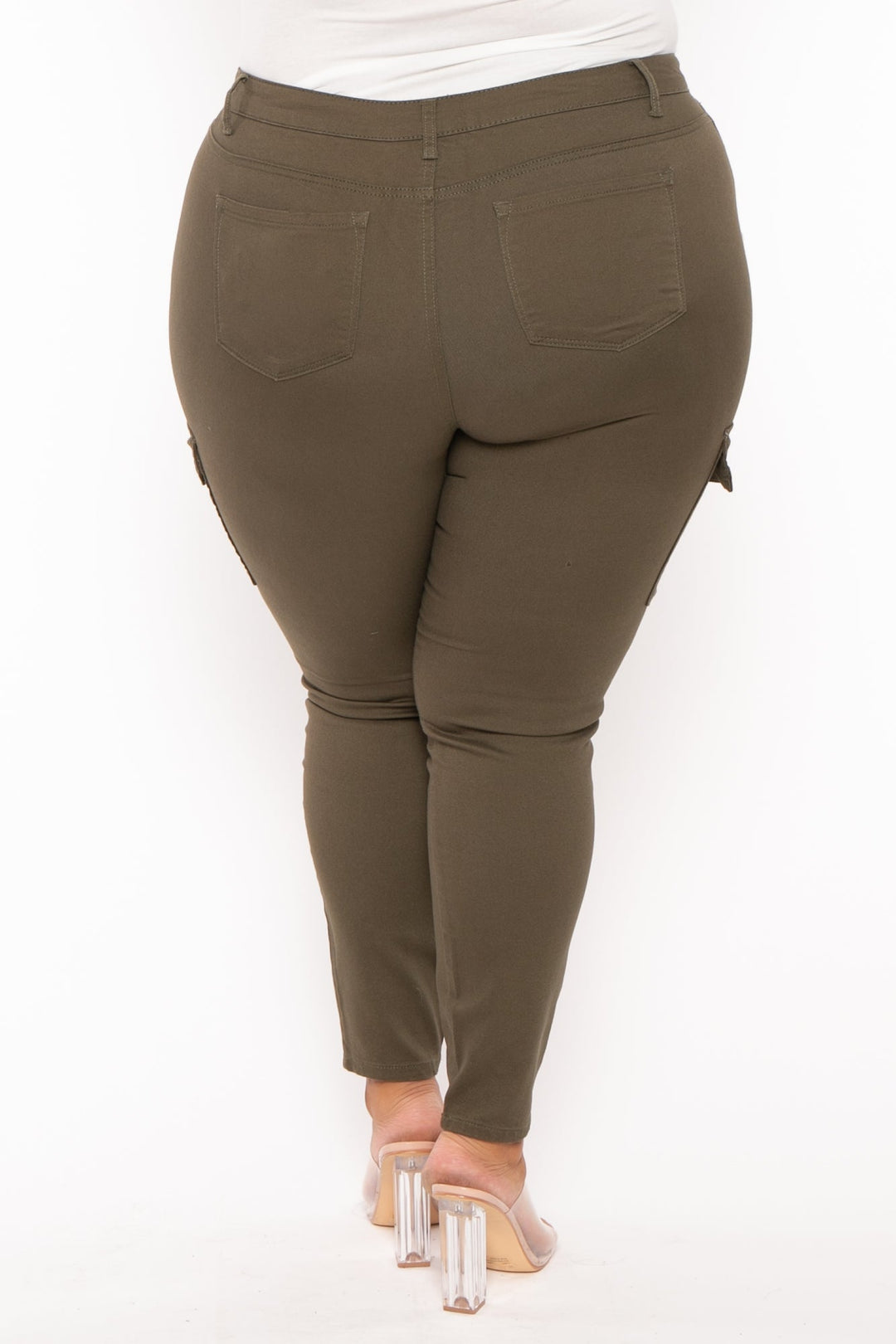 Wax Jean Bottoms Plus Size Cargo Skinny Leg Pants - Olive