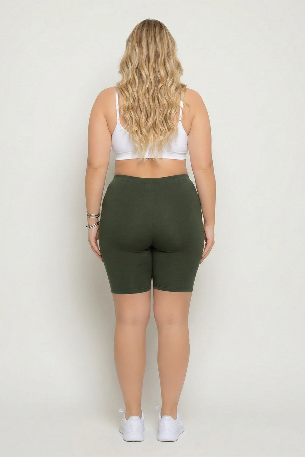 Zenana Bottoms Plus Size Cirrus Bike Shorts - Army Green